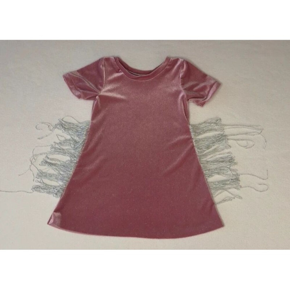 Pink Velvet Fringe Dress Short Sleeve Sparkly Glitter western fringe